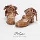 Iris Corolla Tulips Chunky Heel Shoes(Reservation/6 Colours/Full Payment Without Shipping)